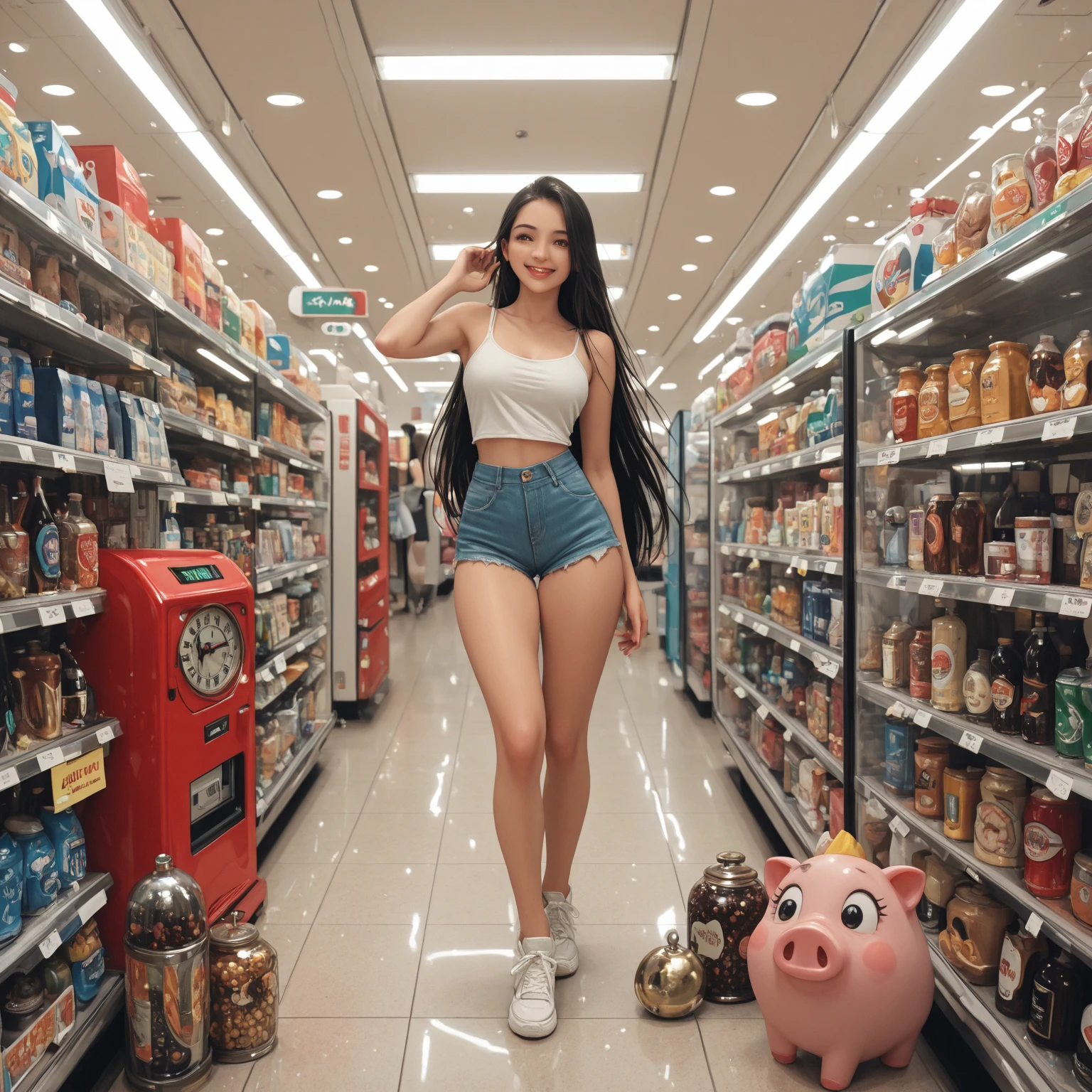 Young Thai woman, Fit physique, fitness physique, portant de la lingerie noire sexy, watch on the canapé, les jambes ouvertes, corps sexy, (8K), (best quality), (chef-d&#39;artwork:1.3), (realistic), (Photorealistic:1.34), ultra-detailed, [Beautiful detailed eyes], (sourire), (sourire), (beautiful detailed nose), [cheveux blonds très longs], (haut court), lingerie noire, (superbes seins taille normale), (gros plan), profondeur de champ, full body view, sitting on the sofa, legs spread, montrant l&#39;entrejambe, pieds en l'air