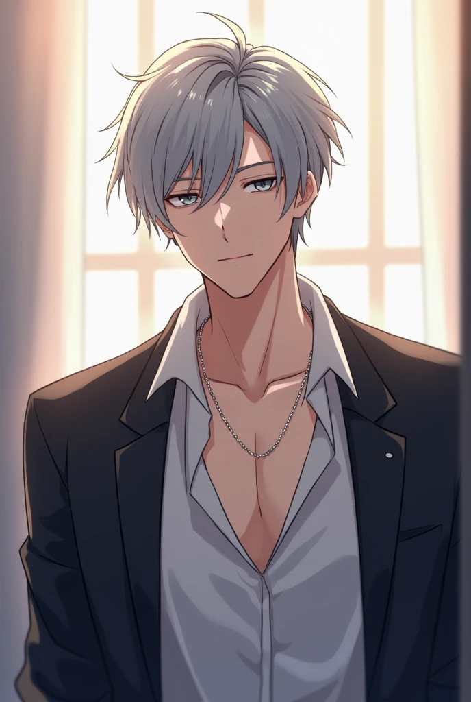 masterpiece, best quality, high quality, <lora:souma_hatsuharu:0.70>, souma_hatsuharu, 1boy, solo, male focus, upper body, looking at viewer, jewelry, shirt