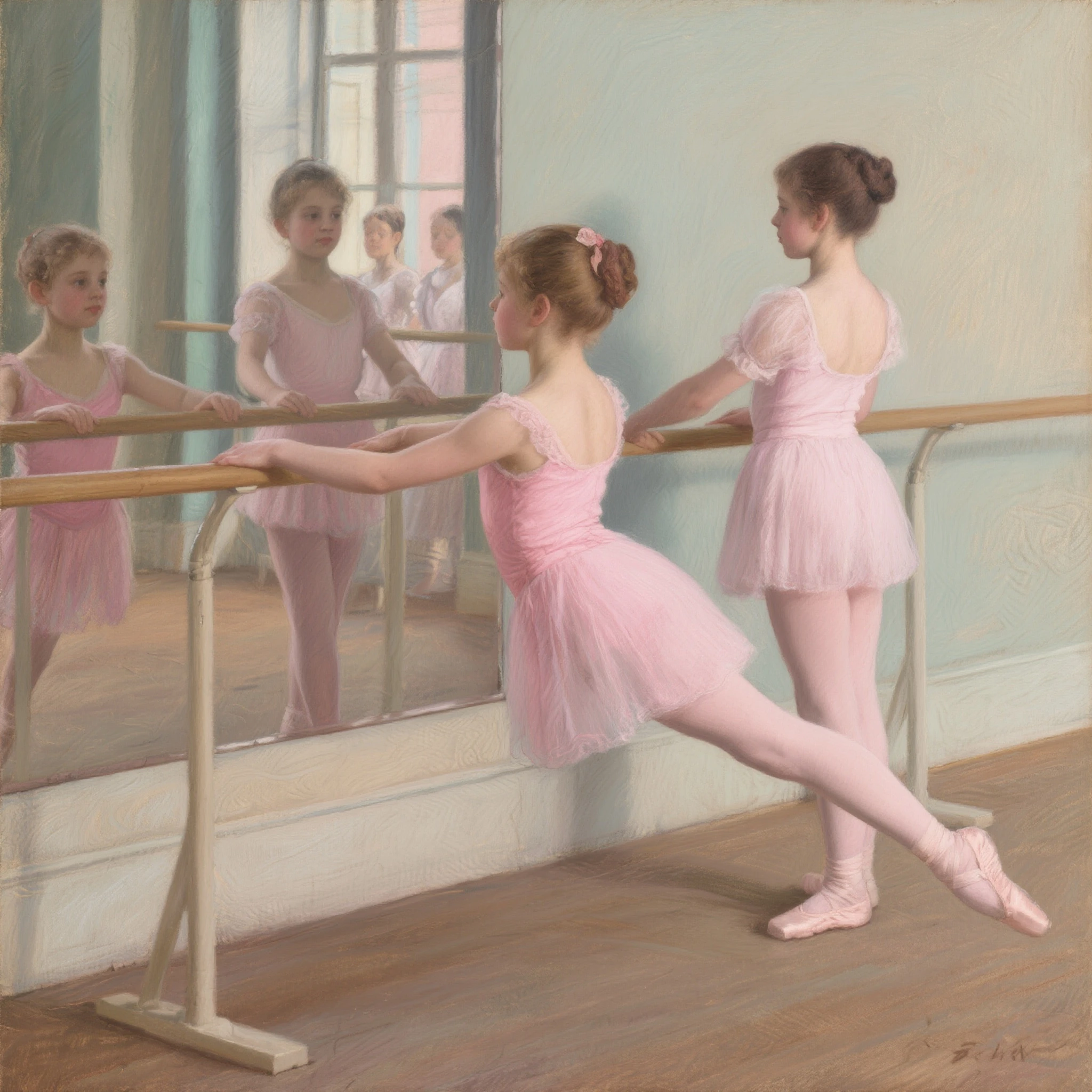 Beautiful 13-year-old ballerina,full bodyesbian,She took off her stockings in the dressing room,painting of a,insipid,AR 2:3 - Original style