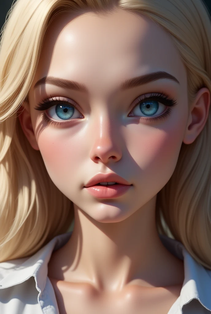nat, 1girl, (perky breasts), (((small breasts))), smirk:1.2, beautiful brown eyes, (perfect iris’s), depth of colour to her eyes, blonde hair, long hair, full lips, blush, naked, she is showing her vagina, depth of field, bokeh, (special attention to skin detail: 1.2), masterpiece, best quality, ultra-detailed, ultra-HD, photorealistic, cinematic, ((close-up camera shot)), sensual pose, alluring, nipples:1.4, looking up at camera, closeup on her face, her cheeks are blushed, 22 years old, she is on her knees, blowjob:1.4, high angle:1.5, ((closeup on face)), perfect face, (((tight closeup on face))) bokeh everything other than her perfect face