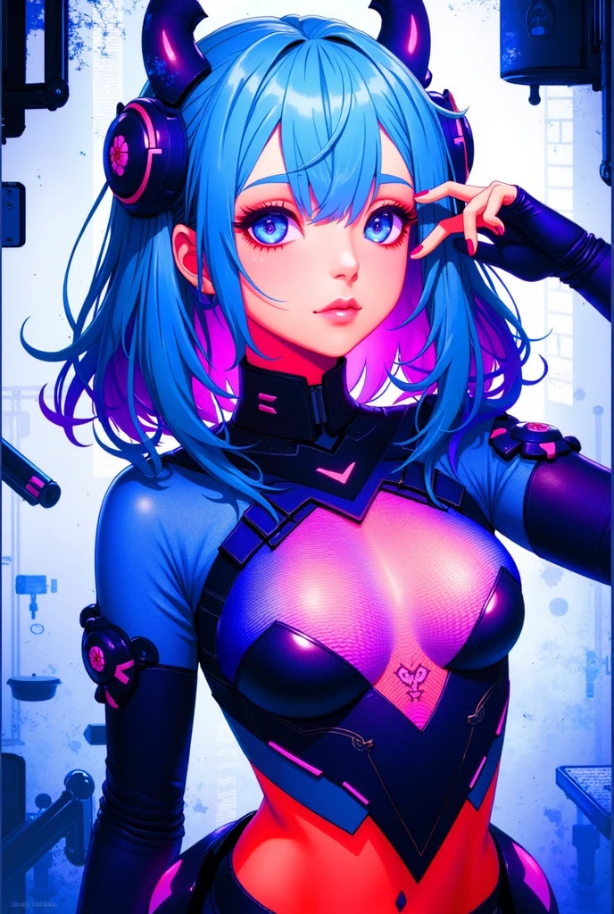 Adult woman, Short blue hair, Cyan eyes, Autobot's pink armor, Arci, Masterpiece, hiquality