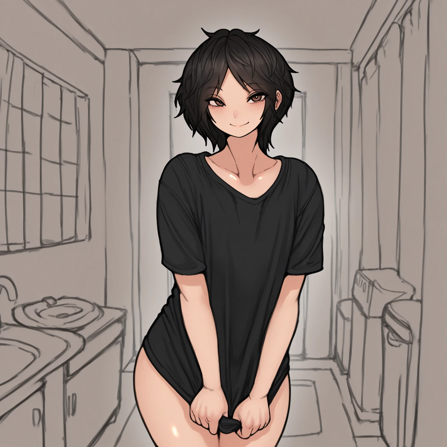 masterpiece, best quality, 2girls, (closeup), 18yo teen, slim, small breast, naked breast, nipple, locker room, desolate, watercolor, ((blushing:1.3)), ((shy:1.4)), ebony