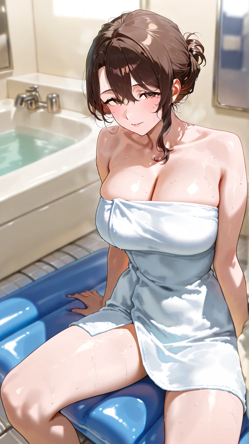 、(masterpiece、Highest quality)、Highest quality, Ultra-high resolution, (((masterpiece))), alone, Sweat、Big eyes, 水色のMicro Bikini、Composition from the front、(Cut the back hair short、short hair、blonde、Micro Bikini、woman)、Shortcuts、Embarrassed face、Cut your hair short、可愛いwomanの子、Big Breasts、Monochrome、Poolサイド、Pool、