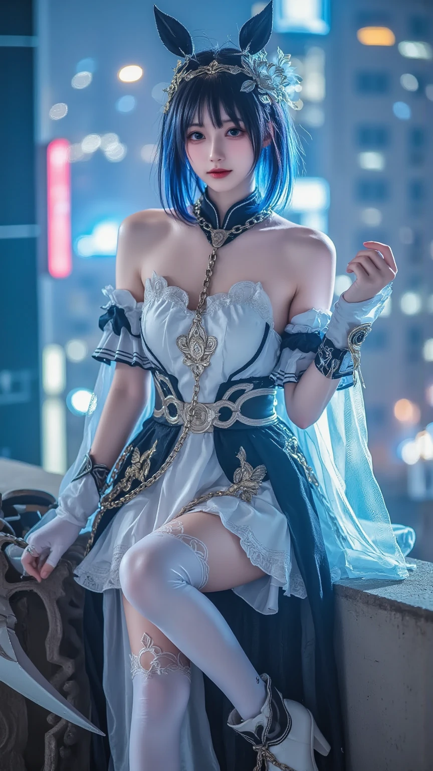 full-body portraits, stand poses. (ultra high res,photorealistic,realistic,best quality,photo-realistic, 8K) Center camera, fantasy and Magic world. (Out Door), (Blue Sky), white background, full body <lora:tachi-e:1>
photo is taken in a bright and modern setting with natural light and a shallow depth of field The shot is taken using a full-frame DSLR camera and a 50mm f/1.8 lens for a shallow depth of field effect.
The lighting is perfect, creating dramatic shadows that add depth and dimension to the photo. ultra realistic 8k CG, perfect artwork, ((perfect female figure)), best quality,ultra high res,(photo realistic:1.4)
,picture-perfect face, perfect face, beautiful face, ((perfect female body)),,((intricate detail, delicate pattern)),(spotlight, perfect lighting, detailed light, dramatic shadow, ray tracing) , flash active, (high heel: 1.5)
rem_rezero <lora:Rem_ReZero_v1_1:0.8>
stand pose look at viwer, blue hair, blue and white color iconic maid outfit styled in a medium-length bob with bangs. deep blue eyes. maid headband, white frilled cuffs, and black stockings.
<lora:more_details:1.5> (Sexy Smile)