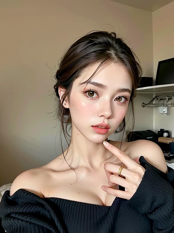 ((Highest quality, 8K, masterpiece :1.3)), 1 Girl, Cute woman highlighting her slim abs :1.3, (Random hairstyle :1.2), Oversized tank top :1.2, Highly detailed face, Beautiful Eyes, double eyelid, Underarm