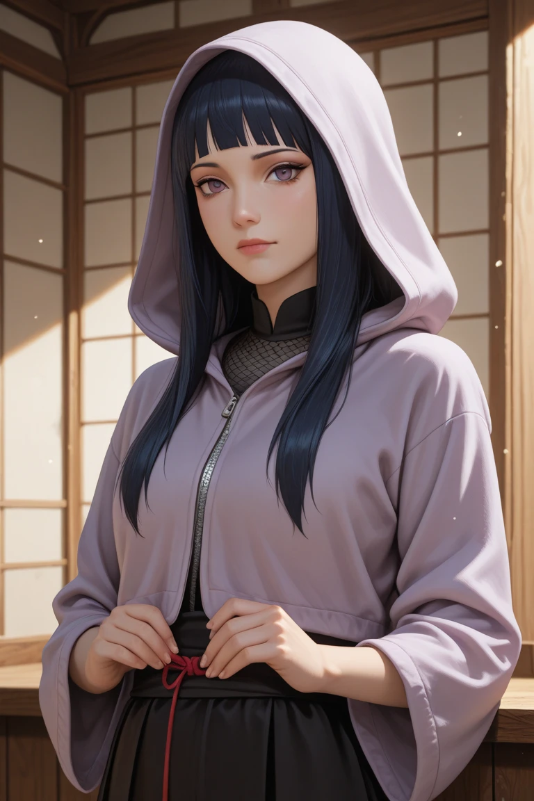 （（（Hinata\(shippuden\)，There is light in the eyes，Exquisite facial features，White pupils））），((Masterpiece)),A high resolution, ((Best quality))，tmasterpiece，top-quality，best qualityer，（（（ looking at viewert, There is light in the eyes））），（（（Light and shadow interlace，white skinned，laughingly，self-assured））），