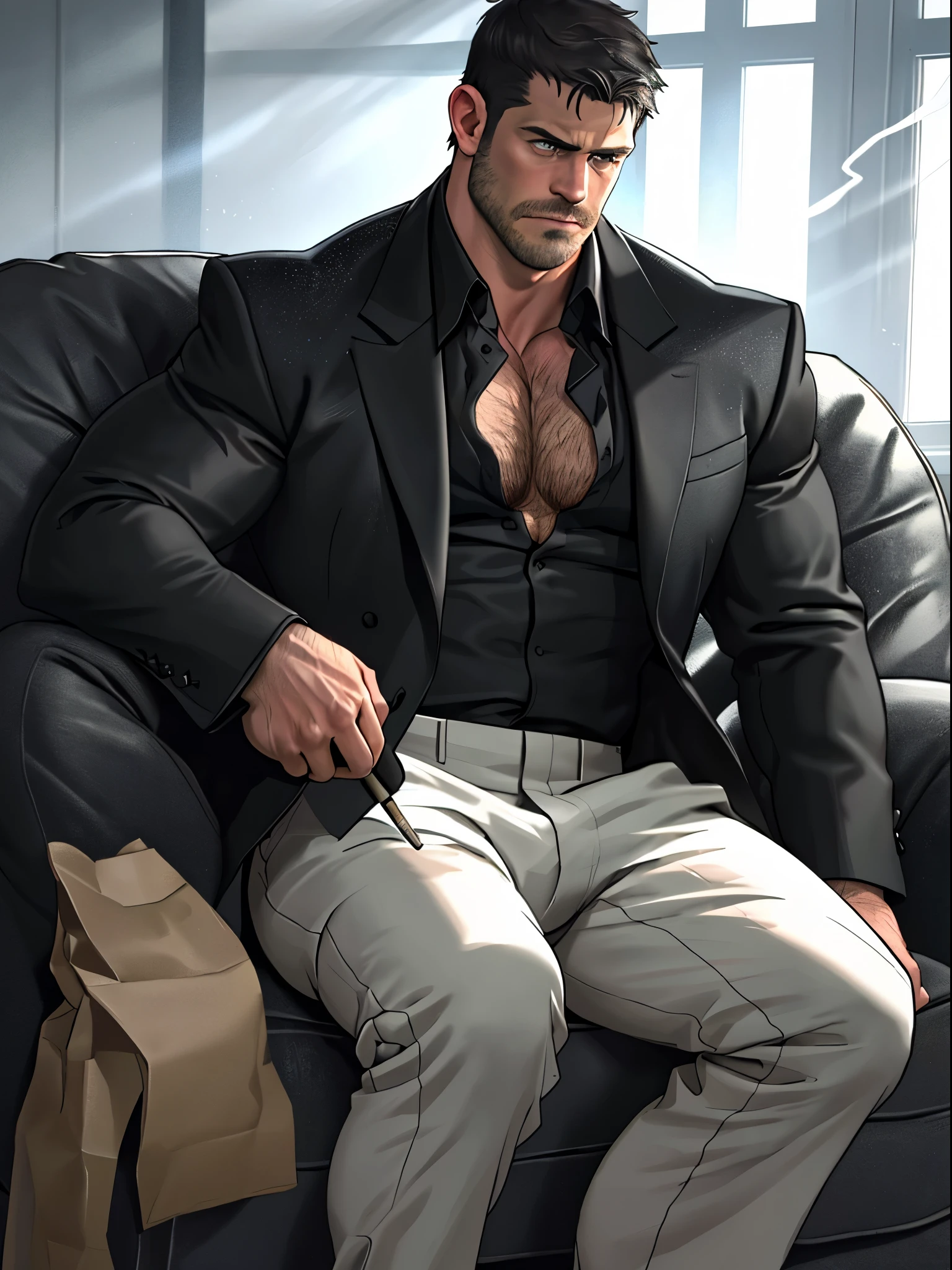 masterpiece, best quality, face, natural eyes, 1man, european, big feet, black socks, (in suit), a businessman in suit, a squat in fornt of a vending machine and facing it, full body, white shirt, only wear white shirt, black socks, leather shoe, large bulge, long legs, looking at viewer, 30 years old, muscled and mature, short haircut, legs streched, sweating, tight cloth, erecting