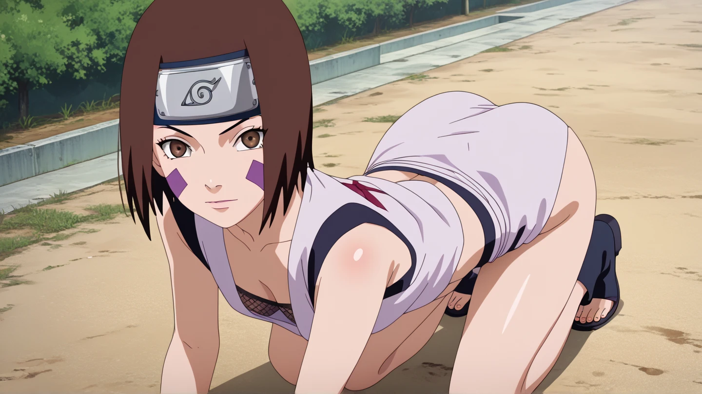 Masterpiece,Solo,1girl,Rin Nohara,(Naruto),Big Breasts,Pussy,Perfect Body,Sexy Body Hot,High Quality,High Resolution,Photograph 16K,Short Hair,Beautiful,Beautiful Woman,Nude,Beach Background 