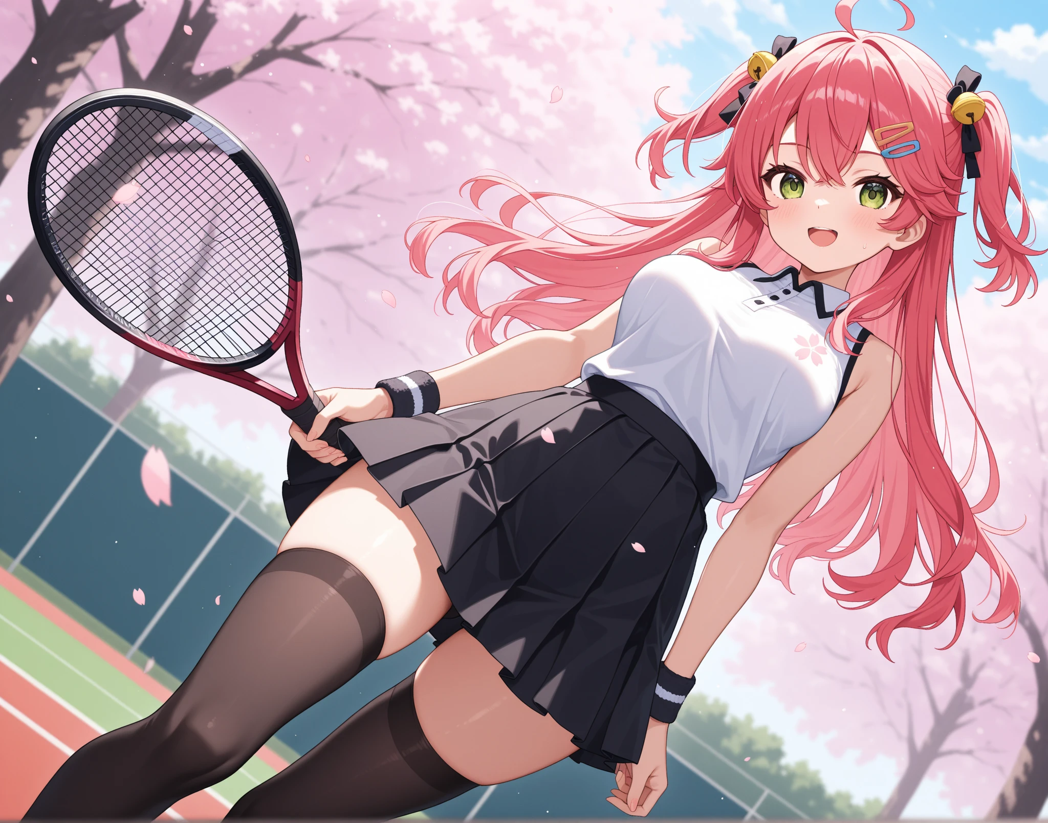 absurdres, highres,
BREAK
looking at viewer, cowboy shot, (from below:1.5)
BREAK
(vivid-color:1.3)
BREAK
(one girl :1.3), (loli:1.2),red hair, blue eyes, tennis uniform, hairclip, earrings, jewelry, nm1, headphones around neck, tennis cosplay, (dark pleated super short skirt:1.4), (thighs:1.3), (Very pretty panties:1.2), back facing, skirt lift, show off panties, lifted by self,(large ass), (ass view:1.6),large breasts, (smile face:1.3), open mouth, (breast:1.3), ass, round eyes, (blowing in the wind:0.5), sweat around girl, dripping sweat, squall (wind:1.2), sense of speed, refreshing breeze, motion blur effect, wind, (no pants visible:1.4)
BREAK
background is (tennis court:1.3), (10,000 people spectators,:1.3), multiple people behind you, blue sky with clouds, outdoors, (magnificent panorama view:1.2), wind
BREAK
sunlight, magnificent view, rainbow in the sky, light particles, dynamic angle, dutch angle, perspective
BREAK
(daytime, sunbeam:1.2), depth of field, bokeh, light leaks, (chromatic aberration:1.2), noon
BREAK