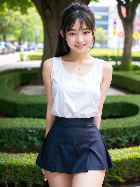 (masterpiece, highest quality:1.4), Award-winning portraits, 8k, 85mm, alone, Beautiful Face, Delicate girl, (Cheerleader、On the grass), Sophisticated, cute, 15 years old, RAW Photos, Confused, High resolution, Sharp focus, Background Blur、(((flat 、thin and delicate body、Childish atmosphere)))、shiny semi-long hair、Mole on the left cheek、 Dark blue eyes、the skirt is swaying in the wind、Hair swaying in the wind、sexy、flexible legs、naked