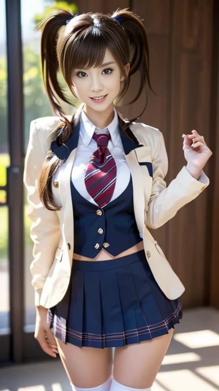 porn image.(from below:1.2),(1girl,ultra detailed skin,curvy,petite,beautiful breasts,large breasts,pale skin,pointy breasts,erect nipples),(Hyperrealist portrait,(8k),ultra-realistic,high detail,high resolution,best quality,masterpiece,Sense of presence,Dynamic,bold),(thin and soft hair:1.8),(straight hair),(Swept long bangs),(extra light coppery amber hair),(hair over one eye),(clothed:1.5,school uniform:1.5)