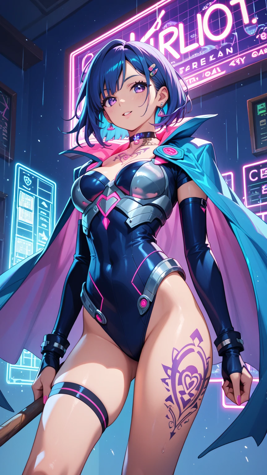 in cyberpunk city, cyberpunk photo, cyberpunk 2 0 y. o model girl, in a futuristic cyberpunk city, female, in a cyberpunk city, cyberpunk beautiful girl, in cyberpunk style, cyberpunk girl, futuristic cyberpunk tokyo night, at cyberpunk city, (tmasterpiece、4k resolution、ultra-realistic realism、The is very detailed), "Full and juicy lips, mesmerizing wide eyes, a defined jawline, and high cheekbones. A perfectly symmetrical face with distinct features.", wearing glasses, Japaneses.