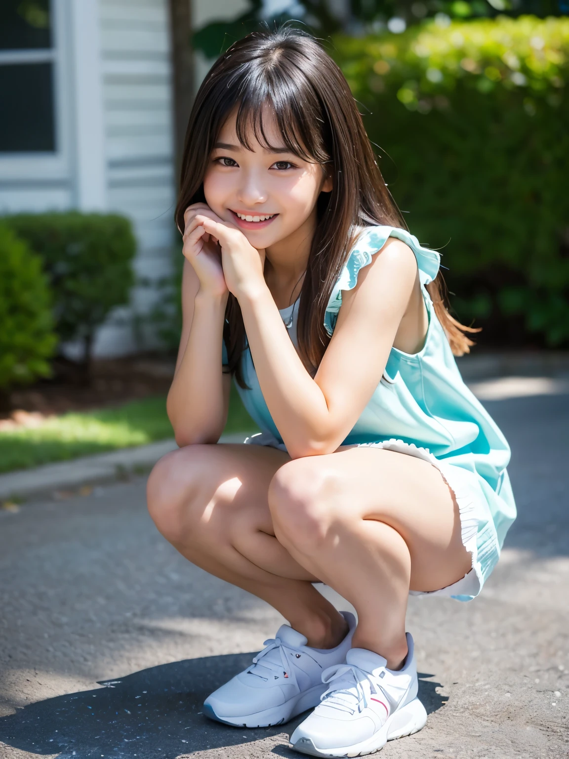 laughter、I can see white panties、Side waves with a short cut、