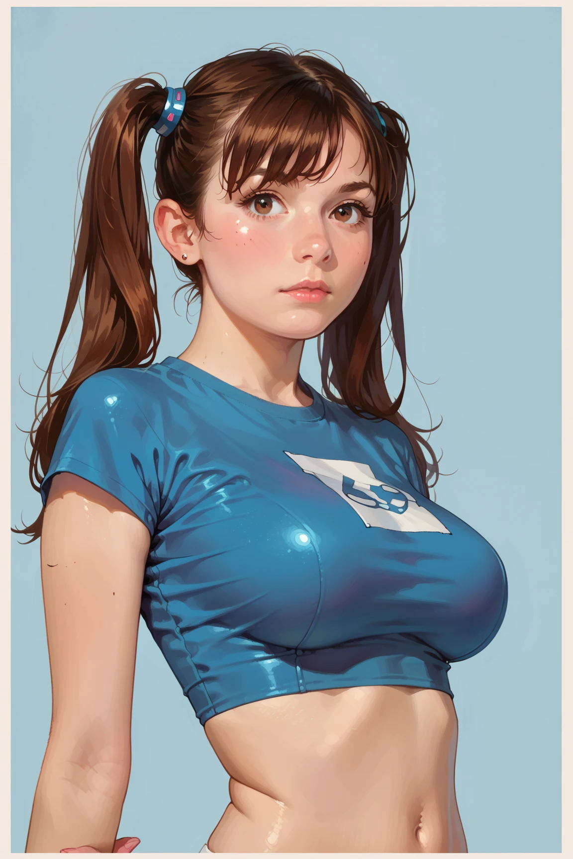 Aerobics Style of the 2000s、High leg leotard、loose socks、sneakers、Detailed picture、girl、25-year-old woman、Dynamic and lively pose、Crotch line、????? nipples