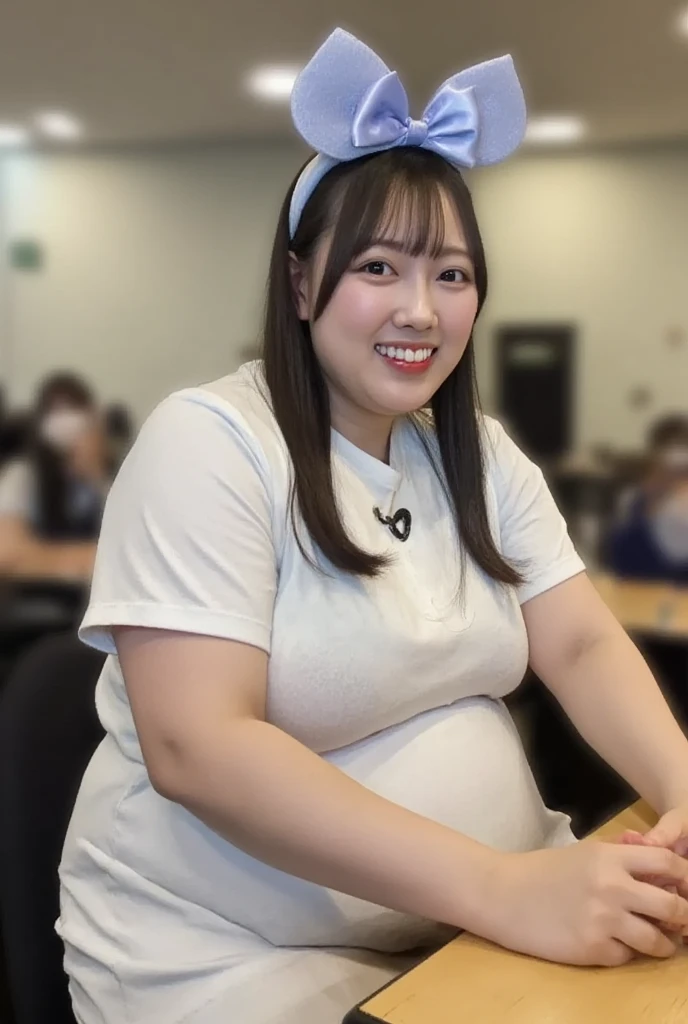 ((8K)), highest quality, 超High resolution, (High resolution), 1 female, Japanese, (Kindergarten teacher, Pink Apron), Overweight, Extremely fat, ((Chubby)), ((Chuckle-Smile)), (Kids Room:1.2)