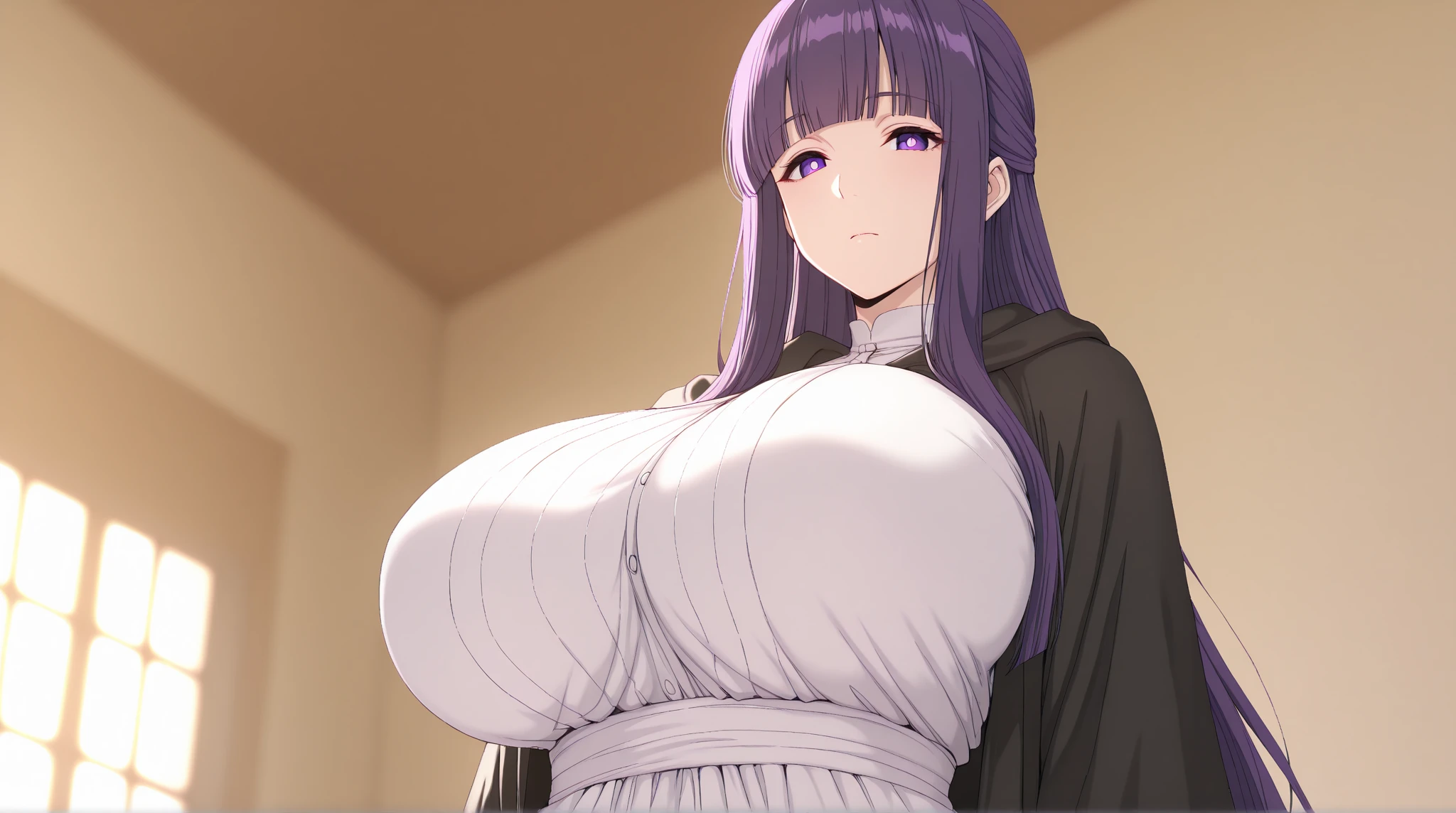 bride hinata in an extremely tight wedding dress, with her extremely_gigantic _huge_breasts naked in church, best quality, hentai pose, detailed face,detailed breasts, detailed eyes, highres