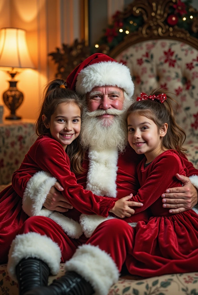 family photo in front of Santa Izildinha