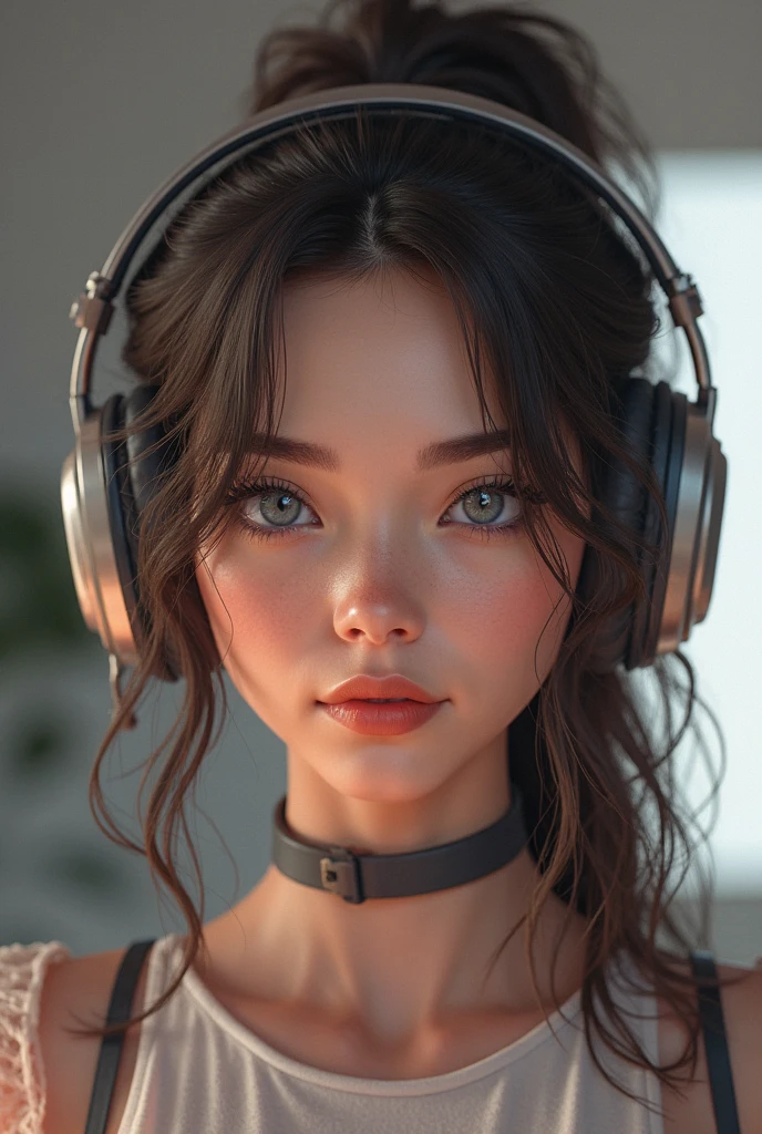 Image of the Woman: Use an image of a solitary woman sitting, wearing headphones, and with a reflective expression, as the centerpiece of the thumbnail cover. Ensure that the image clearly conveys the feeling of melancholy and contemplation.