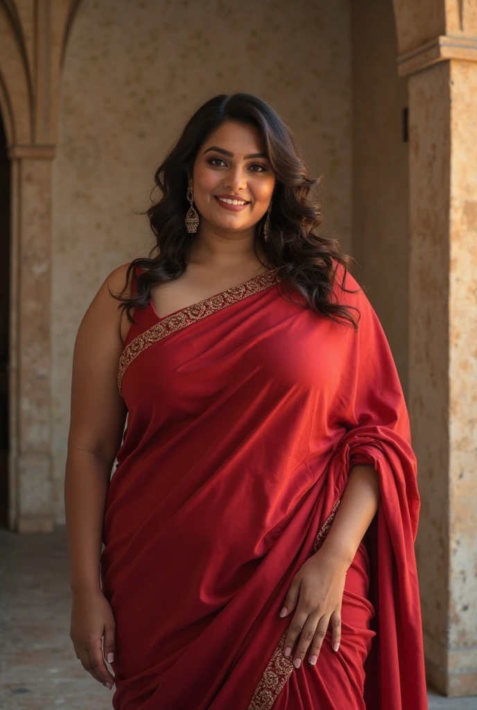 Looks like Indian Actress khushboo Sundar, actress khusbu Sundar, mallu, mallu aunty, desi aunty, full figured mature beauty, attractive figure, 48 years old, desi milf, desi aunty, a close up of a woman in a red dress in a bedroom, inspired by Avigdor Arikha, sleek!!!, indian super model, wavy hair combed to one side, actress, by Jitish Kallat, smoldering, intense smoldering, fashion, an angel, print ready, with a dramatic looking, inspired by Sudip Roy, seductive look