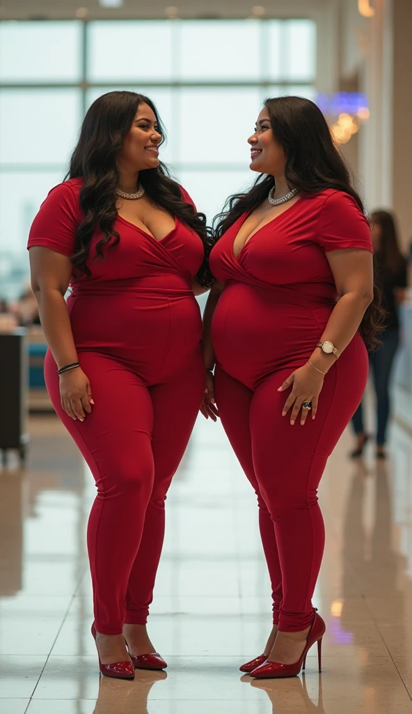 Extremely Hyperpregnant Gabonese woman with huge belly wearing a dress