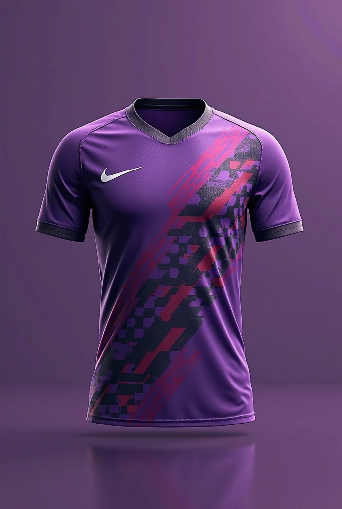 Create a purple shirt with black and white lines with a logo that says TFC on the top left