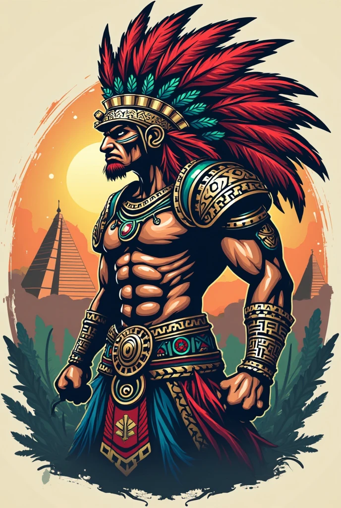 Medium shot, cel shading style, centered image, ultra detailed illustration of aztec warrior quetzalcoatl (tetradic colors), anime character, action packed, ink lines, strong contours, bold strokes, perfect features, perfect proportions, no frame, high contrast, (cell shading) :1.1), vector, 32k resolution, best quality, flat lights