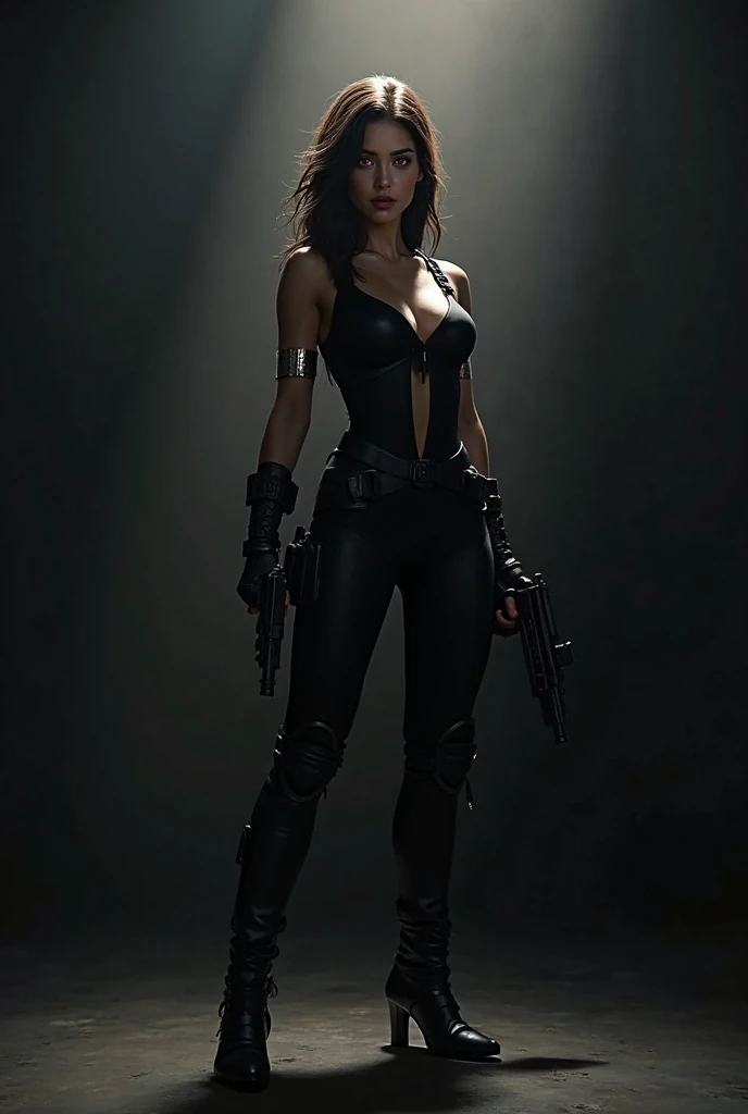 (Photorealism:1.2), sexy woman soldier, She's organizing her arsenal..