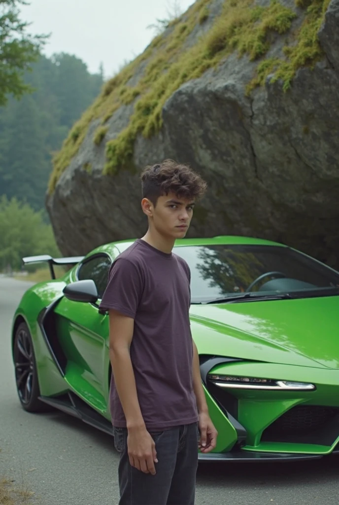 Child driving a realistic green GT Coupe as in reality full picture