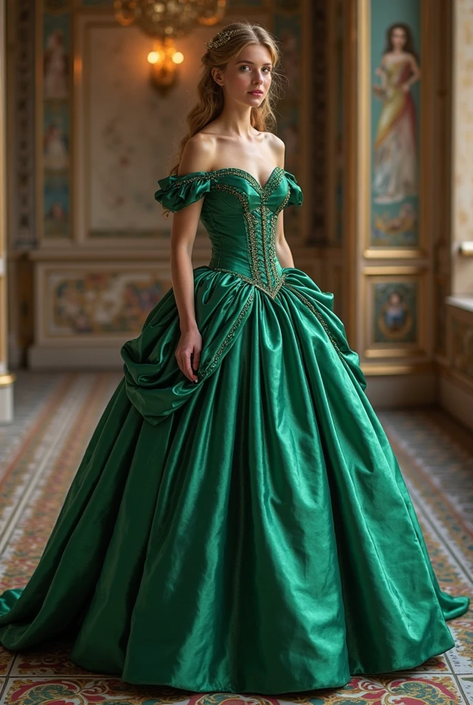 ((Masterpiece, best quality)), edgQuality,smug,smirk,
ballgown, a woman in a green dress posing for a picture , wearing a ballgown,
<lora:edgBallgown_MINI:1>