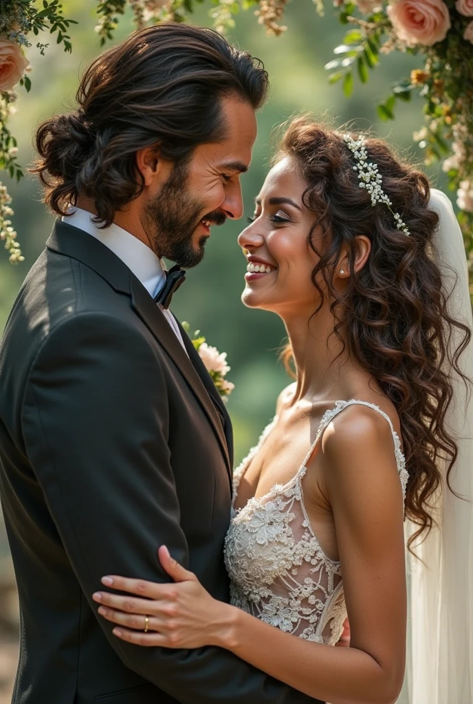 uma mulher em um vestido rosa ao lado de um homem em uma camisa branca, imagem de perfil, Lovely couple, taken in the early 2020s, Directed by: Nandor Soldier, tiradas em 2022, 3 5 year brazilian mother, par, crescimento de um casal, foto do perfil, momma and papa, foto de perfil, photo shoot