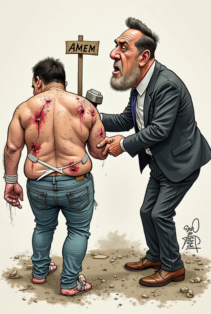 Someone is cutting off a man's foot with scissors and scissors, wikihow illustration, rotoscopia, rotoscopia, scaled arm, digital illustation, illustration detailed, funny illustration, h3h3, editorial illustration, full-colour illustration, tickle fight in the death tent, color digital illustration, imagem vazada, desenhado com photoshop, digital illustration -, An illustraion