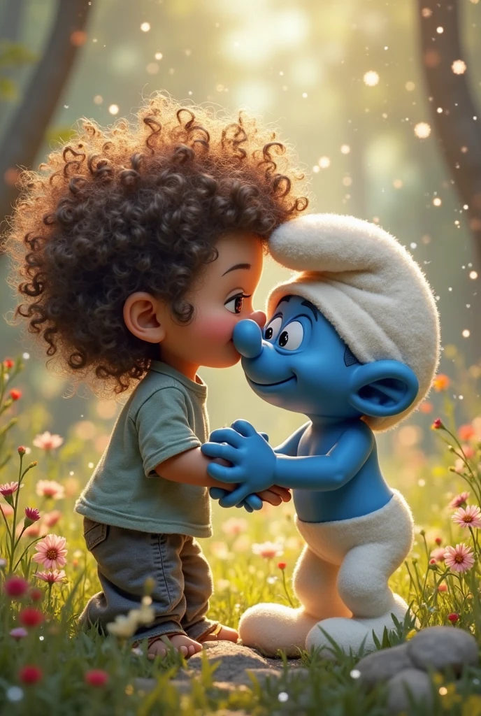 Boy looks at Smurfette