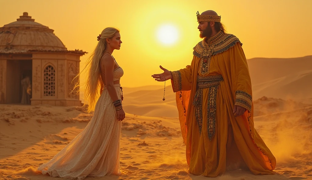 biblical history: man King David who is red-haired on the balcony of his palace celebrating victory with his wife