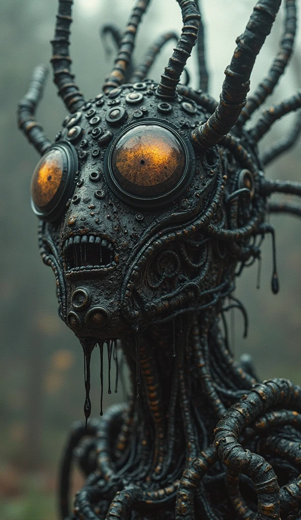 thomas the tank engine in style of zdzisÅaw beksinski, extremely dramatic lighting, 8 k, tendrils, black, darkness, black slime tendrils, infected, rust, body horror, thomas the train, thomas the tank engine face, horror, k 8 art concept artstation, art, digital detailed highly lighting, (cinematic mohrbacher:1.32), peter and beeple and wlop and wu tooth by artwork intricate, armor