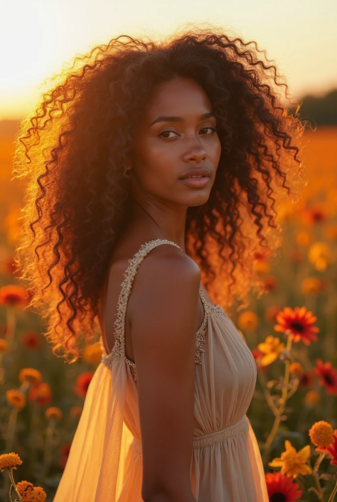 3d of 1girl, ((solo))), (30s long messy curly hair, smiling
happy, African-American, kind eyes;1.15), model's sculptural body, afternoon
autumn, flower garden, warm and soft light, flowers being
blown away by the wind, motion blur lens -- 9:16