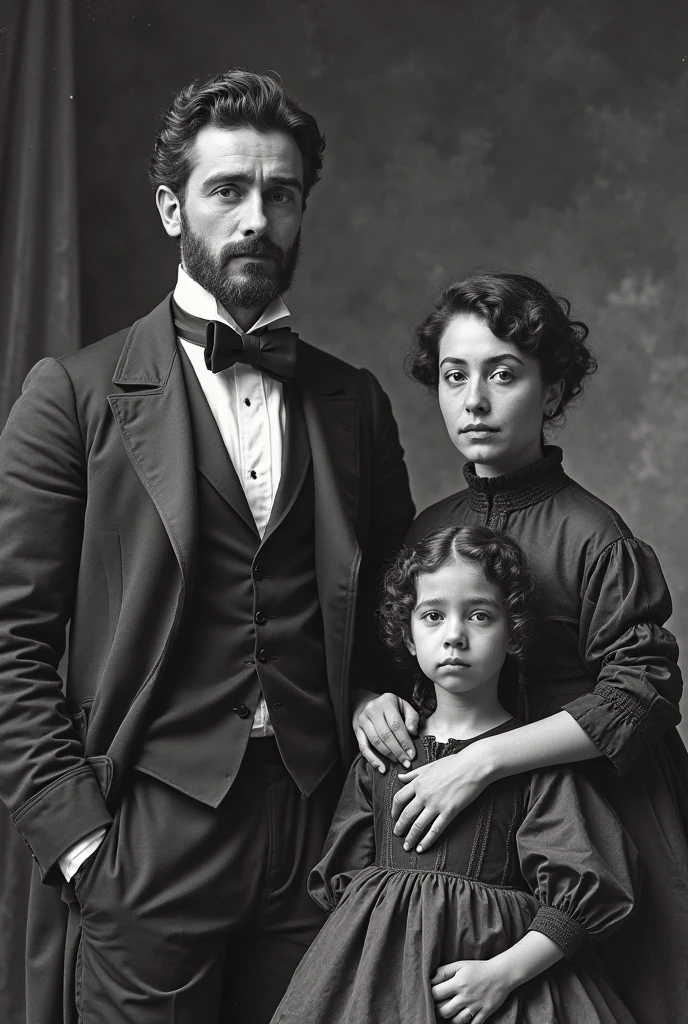 In nineteenth-century Italy, a 4-year-old St. Gemma Galgani-like girl is with her loving parents;. Imagem realista, 16 k, cinematografic, colors proper to those old photos of the nineteenth century, incredible details