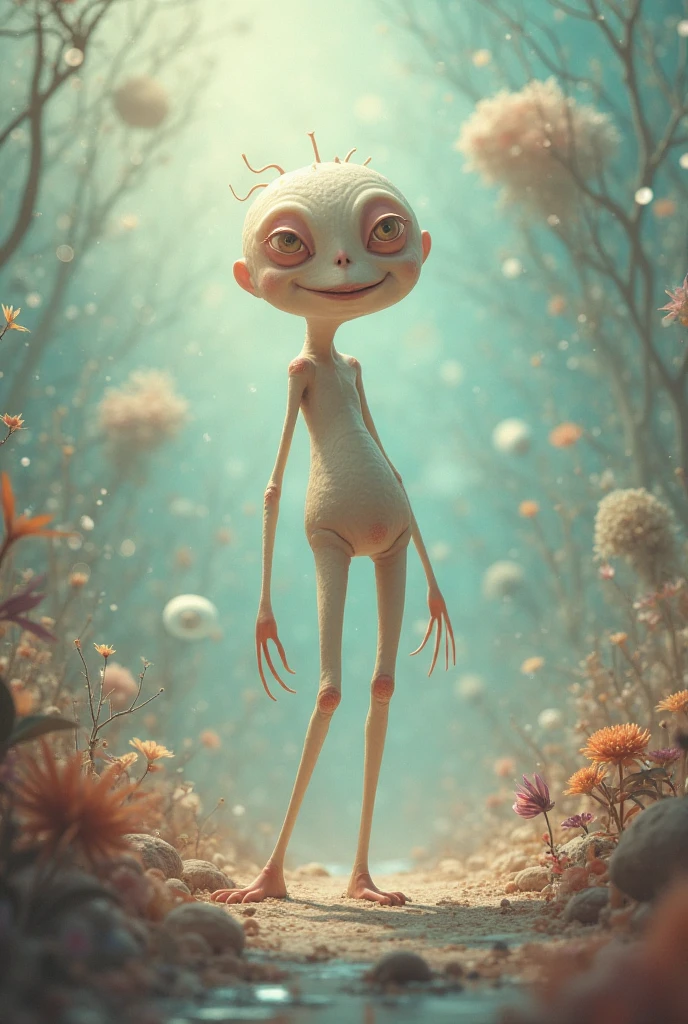 A thin and tall animated character 