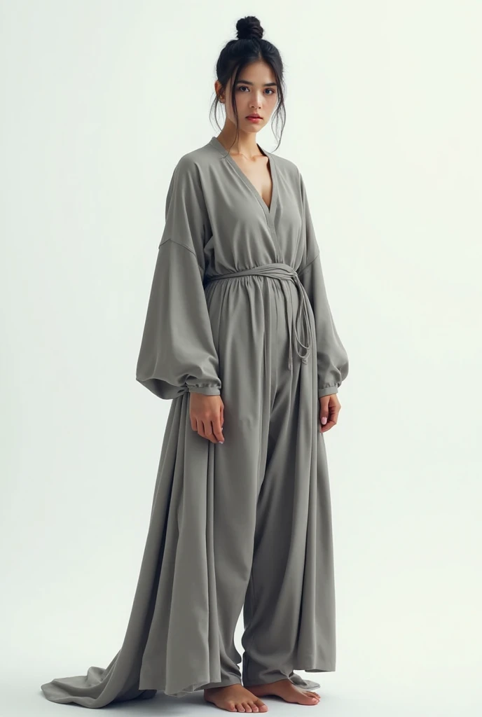 RAW photo,dark,moody,hazy atmosphere,35mm focal lenght,underexposed,cold,candid photograph,artistic,full body,photo of a beautiful,high-society,rich,elegant,30yo Iranian woman,detailed skin,naked,Kaftan, looking at viewer, thick body structure,grey background,no background, candid pose,dim room,blue light, film grain, kodak color, instagram LUT