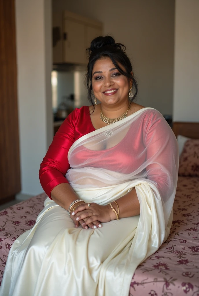 Day scene, full body photo of a plus sized 45 year old indian with a man from top view, (Masterpiece, Best Quality, High Resolution), office Background, (cum Splash on her breasts and nipples, cum Splash on her face, Splash of cum, cum Splash on her blouse, cum Splash on her eys), Sweet 25 year old South indian women sitting on her knees in a crowded party hall with a man, hour glass body red lips, silver colour silky gown, lightly makeup,ultra realistic, realistic, look at viewer (cinematic:1.3), intricate details,