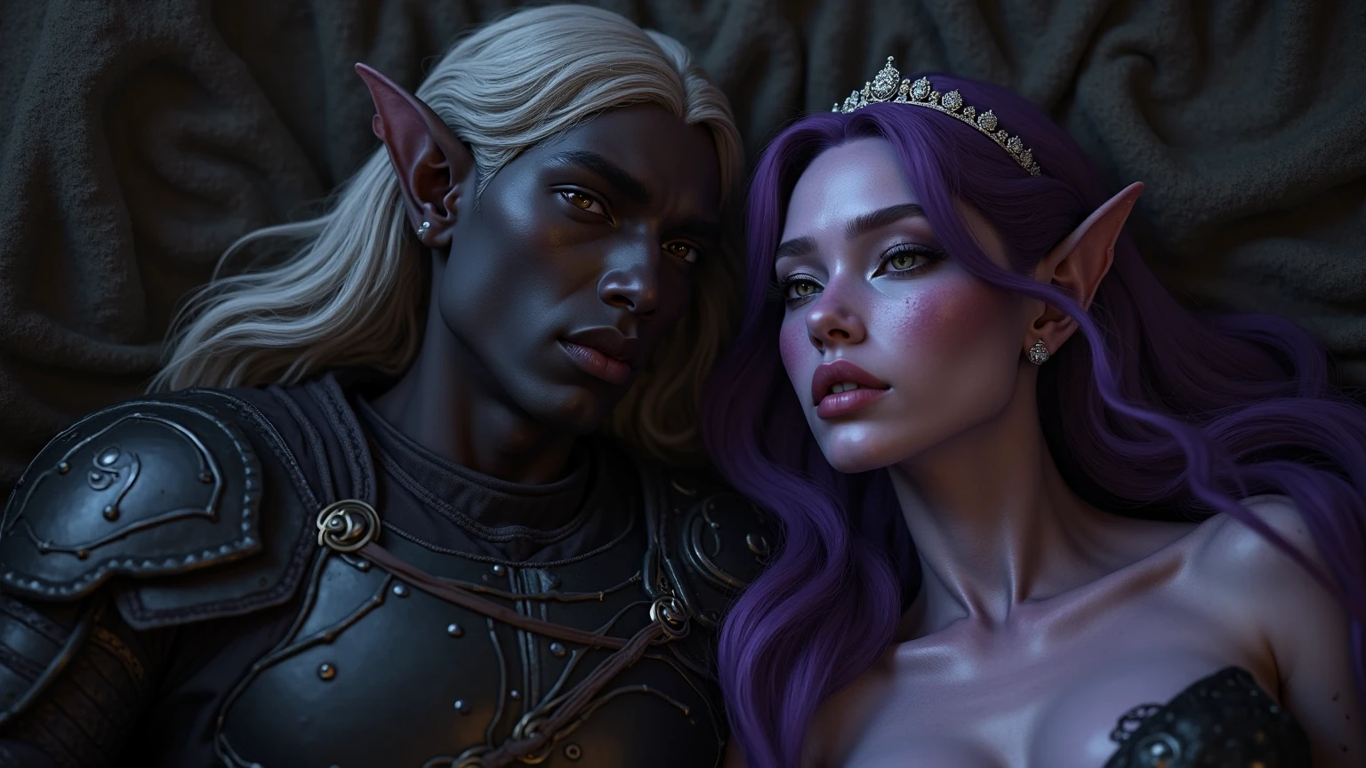 Drow, rogue, d&d, punk, piercing, tattoo, full-length view, detailed image, Tim Shumate style,
very high quality, incredibly beautiful, atmospheric, aesthetically pleasing, rich, rich colors, high resolution,