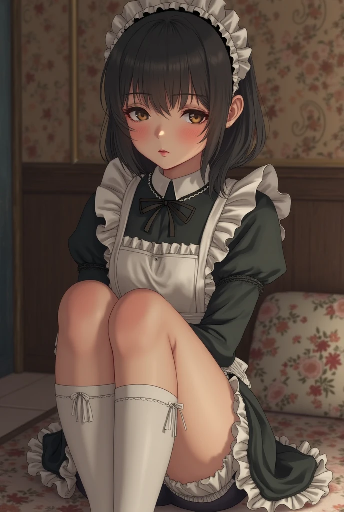 //Character
(((masterpiece))), best quality, 16k, 32k, close up, (((1girl ,girl spread legs))),(girl with Pea Coat),(ultra cute face, nose blush, perfect eyes),(Pea Coat,tiny), ,(((girl,embarrassed, panicking,angry,pleasant sensation))), Round back BREAK
//Fashion
Homemade Country Dress,
Plain, long-sleeved dress in muted colors,
Utilize affordable, sturdy fabrics like cotton,
Basic silhouette for ease of movement,
Handmade apron for practicality and style,
Leg warmers made from old socks or knit scraps,
These accessories add a touch of charm,
Sturdy ankle boots or clogs for daily chores,
Focus on durability and comfort,
Boots can be laced up or have simple detailing,
BREAK