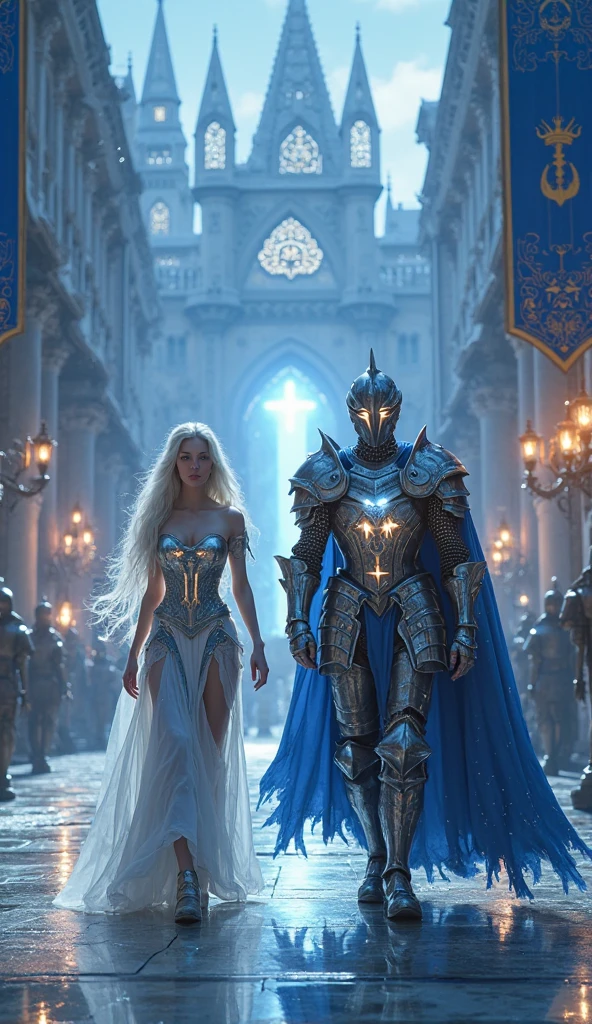 (((Medium shot))), couple, (a man and a woman), two individuals, big sword, outside the castle, jousting, frolic, hitting, sweet, happiness, smile, armor, chain mail, armor, happy, beautiful eyes, playfulness, surrealism, pov, romanticism, cinematic lighting, 8K, UHD, masterpiece, ccurate, anatomically correct, textured skin, high detail, high quality, high resolution, award-winning, best quality, 16K, bad body, bad hands,bad legs.