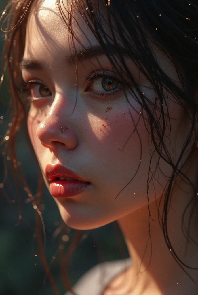 tongue out, Beautiful face, big breasts, vagina without fleece, perfect teeth, cinematic quality, perfect lights and shadows, eyes looking up, mouth dripping with red, black painted eyes, 8k, Masterpiece, ultra realistic