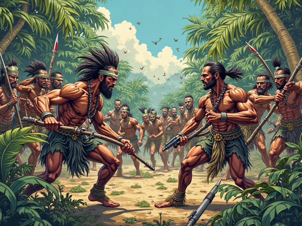 Indians fighting with indigenous people during the discovery of Brazil in coloring format

