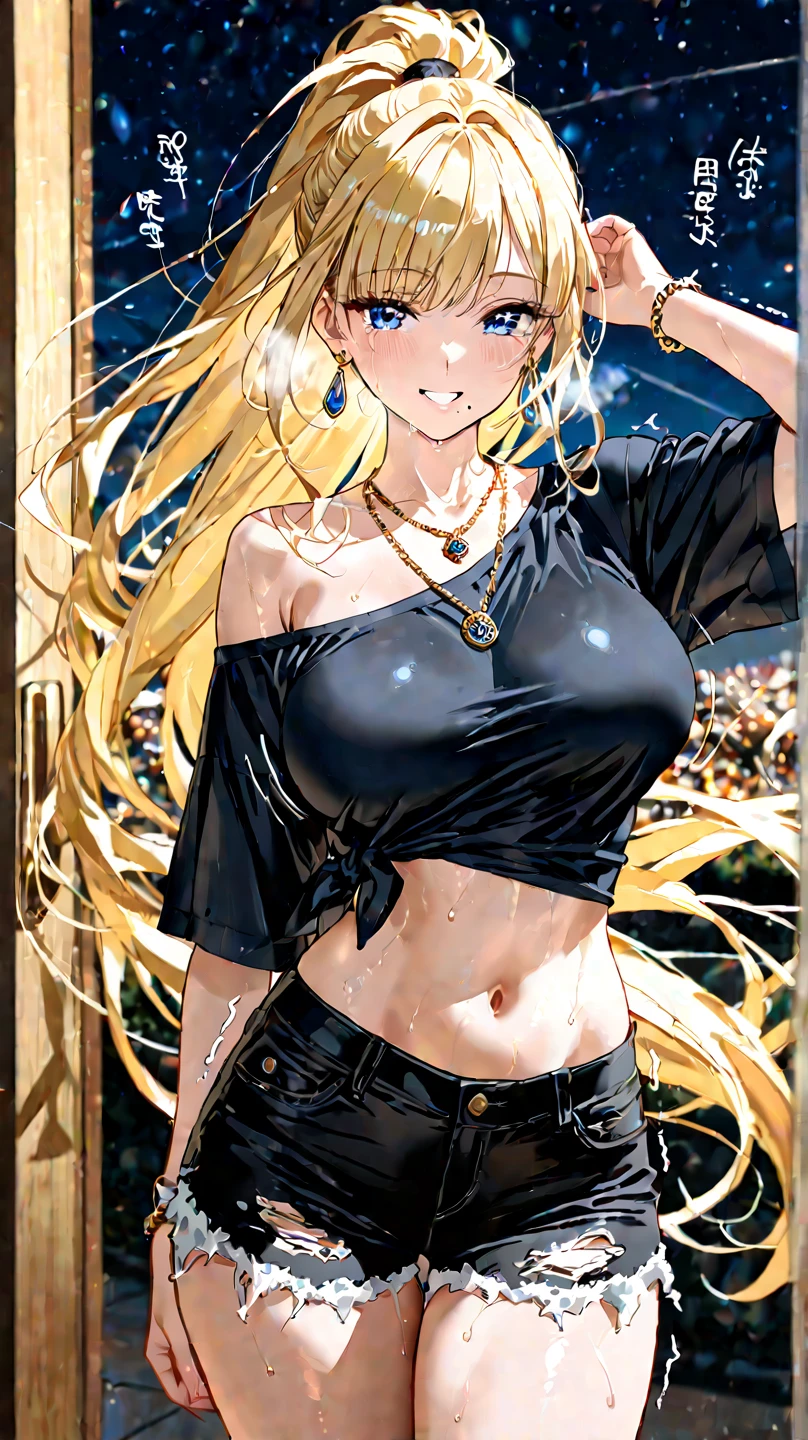 ((Highest quality)), ((masterpiece)), (detailed), One Girl, sexy,Hand Good,Hold the breast gently, Bra by hand, Very good, without jacket, Firm center chest, thong, G-strings, Very narrow small waist, sweating, bare chest covered with hands, LowLeg pantie, Long Hair, Less hair, Long Bangs, The audience watching, Cowboy Shot, Dark Skin, Sunburn, Touch your own breasts, Join hands, Closed girl, On a yacht, Sunglasses on forehead, Belly button piercing, Shiny Necklace, silver Long Hair, Skinny body, Crossed Hands Bra, sweating very much, Thigh Gap, Beautiful cleavage, Pull down your bra,tan, dark skin:1.3, skinny body, toned abs,((on cruise ships)), micro bikini thong, cameltoe, sunset beach, 