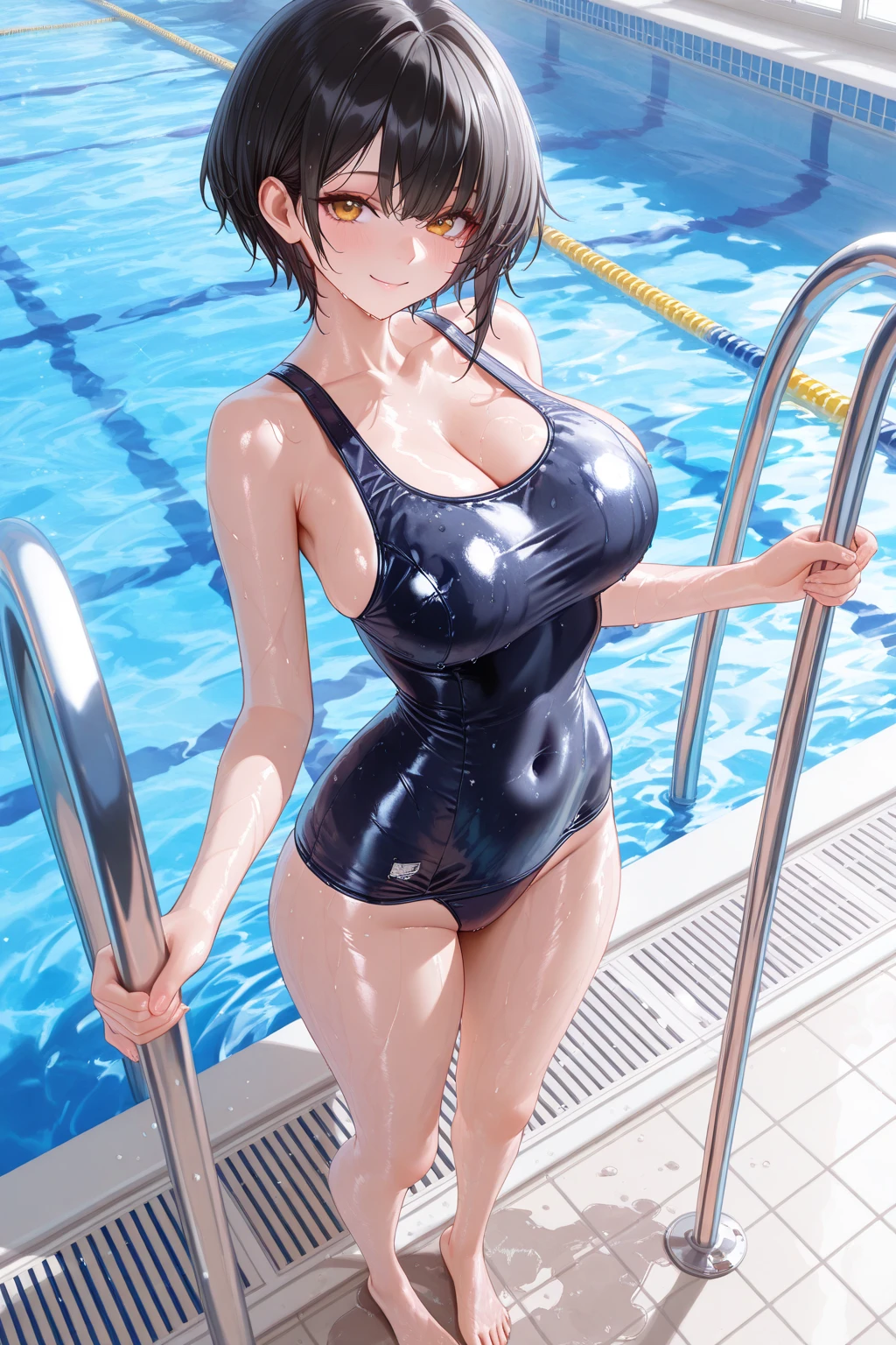 Tear mole(From above,Looking up at the viewer,Eyes focus:1.5),(Ideal body proportions:1.4),(highest quality、expensiveディテール:1.1、Very attractive adult beauty、Add strong highlights to the eyes、Backwards、Looking Back、A beautiful woman with adult charm、Perfect Anatomy、Silver Hair、Long Hair、Shiny Hair、Lip gloss),1 girl, alone, Realistic、Please tilt your head a little, short and Shiny Hair、 Ridiculous Swimsuit、Small swimsuit,bangs、Big eyes、eyelash、Face is a little red、Embarrassing)、((sit,Pool、On the floor))、Big eyes、Give students a very strong highlight、(Huge breasts,Saggy breasts:1.5}、Very large detailed breasts、Very beautiful beauty、Please lend me your ear、Long neck、Smile a little、Beautiful Teeth、Open your mouth and laugh、Heart shaped eyes))、(30 years old、Very cute supermodel:1.2)、expensive、 (Put your arms behind your back:1.5),(Sculptural installation、whole body:1.2)Open your mouth and stick out your tongue Ecstatic expression transformation Looking up Open your mouth wide, stick out your tongue and drool Short Bob Cross-eyed Ahegao Unfocused eyes Spread your legs Spread your legs wide 青いSmall swimsuit 白Small swimsuit 赤いSmall swimsuit 紫のSmall swimsuit