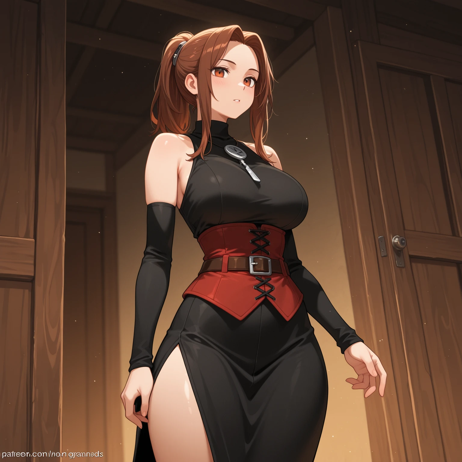 (nsfw), (uncensored), (1girl) , young female in her twenties, Nigerian,kkw-Afro,, 
 (Purple eyes  ), Short eyebrows, (Red Short pin curl hairstyle), 
,(Rectangle body), (petite breasts) , 
(wearing  Elaborate Rust orange suit with gloves),<lora:ClothingAdjuster3:-0.5>, Gothic makeup,eyelashes,,Velvet lipstick, ,  medallion earrings ,
(solo focus),(full body), (suspension, up), (rope), bound arms, indoors, (bdsm, shibari),(puppet string),(tied breasts),bound legs, arms up,<lora:tiedArmsUp:0.65>,spread legs(restrained), navel, leaning forward, feet,feet off the ground,bound wrists, rope,<lora:suspension:0.33>, <lora:suspension001:0.2> ,<lora:suspension_02:0.2> , <lora:feet off the ground,suspension:0.5>,
(8k, RAW photo, best quality, masterpiece), (realistic, photo realistic),high detail RAW color photo, professional photograph,<lora:uv:0.65>,,<lora:BG+LGHT:0.5>,
background A moody, candlelit medieval castle at Evening glow, <lora:zzzCinnabus Style:0.8> Cinnabus, Cinnabus Style