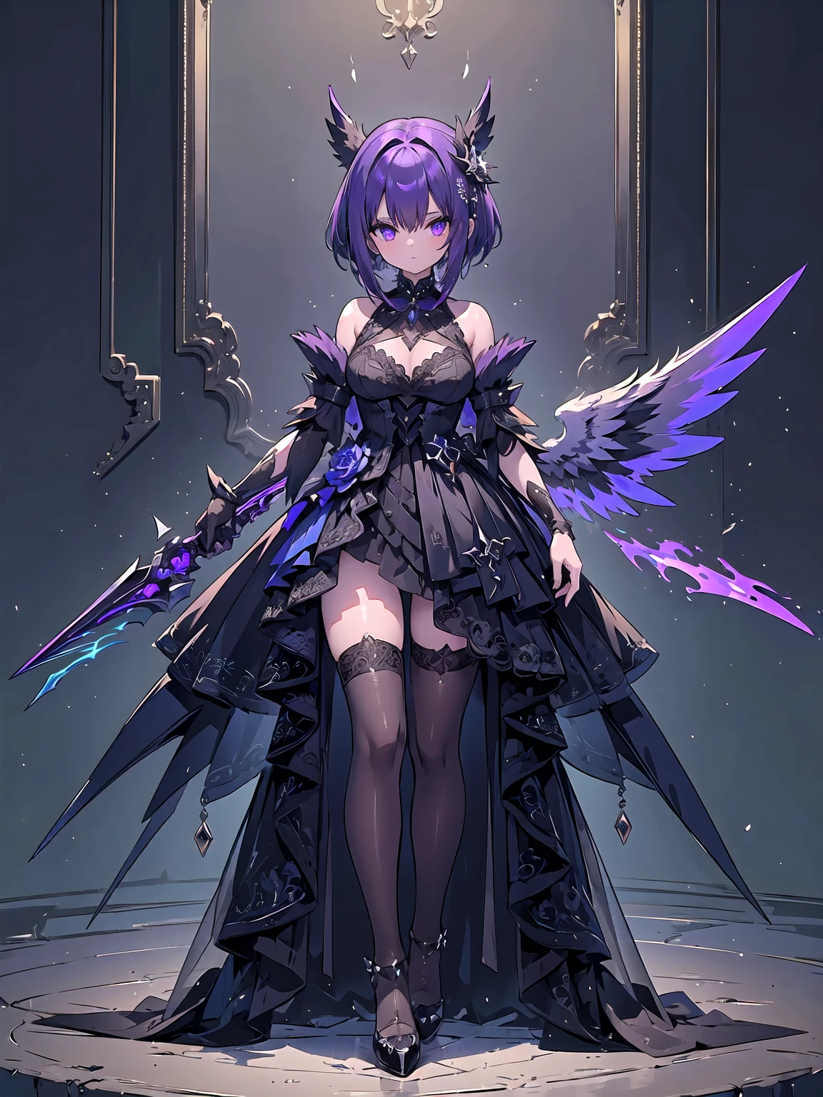 large breasts, high quality, half_boots.panty and thighs, visible through the thighs, masterpiece, earrings, standing, 1girl, miniskirt, naked, full body, hentai key,
Final Fantasy XIV, Solo, Highres,, Close-up, Zoom Layer, Standing on One Leg, Breasts, Through Thighs, White Mage, Wizard's Staff, Short Hair, Sleeveless, Glasses, Black Hair, Ponytail, Arm Tattoo, Hair Flower, Floating Hair, Gothic, Chest Harness, Arm Tattoo, Darkness, black_outfit, Red Striped Hair, Lingerie, Bondage, Green eyes, Black corset,staff_mage --auto --s2