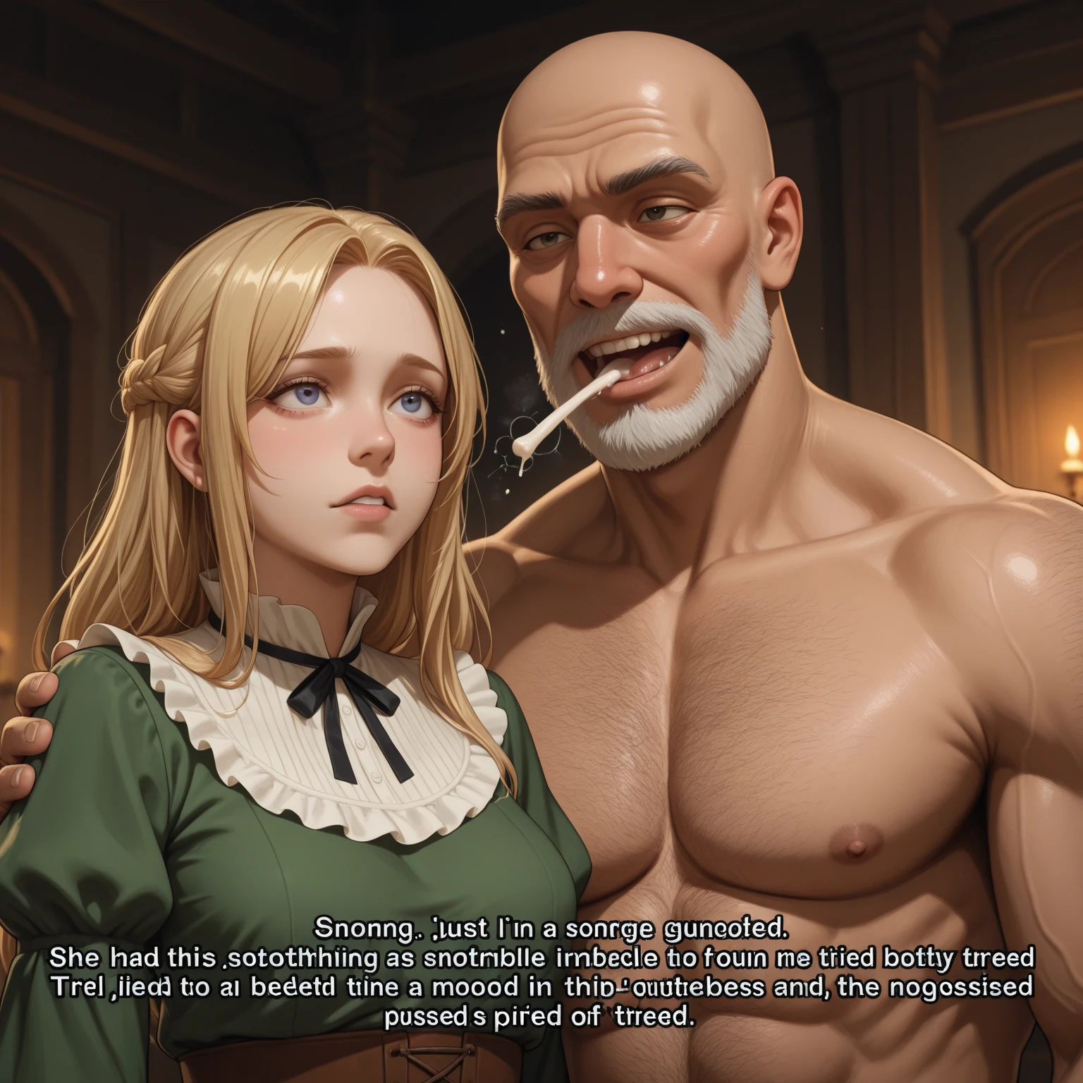 NSFW,
,,,
(outdoor:1.6,netorare,From the side:1.6,cowboy shot:1.4),
(couple:1.6),(couple:1.6),(Husband grabs wife's waist from behind:1.6),
(wife is An old hag:1.6,aging:1.5,facial wrinkles:1.2,wrinkled face:1.2,There are wrinkles around the eyes:1.3,Has nasolabial folds:1.4),
(An old hag,crawl on all fours:1.6,sex, rape, Man on the butt side:1.6, Man Grabbing Woman's Waist),
(Pregnant:1.6,blush all over the face,Trembling breasts, buttocks, and stomach:1.6,huge firm chest,saggy breasts,huge areola),
(jacket lift:1.6,shirt lift:1.6,Blouse Lift:1.6,skirt lift:1.6,good lift:1.6,Show your breasts, hips and buttocks),
(X-ray of a man from behind),
,,,
(((masterpiece))),(((highest quality))),(((4K,8K))),(((Very detailed CG))),(((High resolution, very unpleasant))),
(((realistic illustration,realistic,depth))),(((1.5 intricate details))),((((super wide shot)))),
((((UE5 screenshot))),
(beautiful eyes, fine eyes, pretty eyes, natural eyebrows),
,,,
strong light