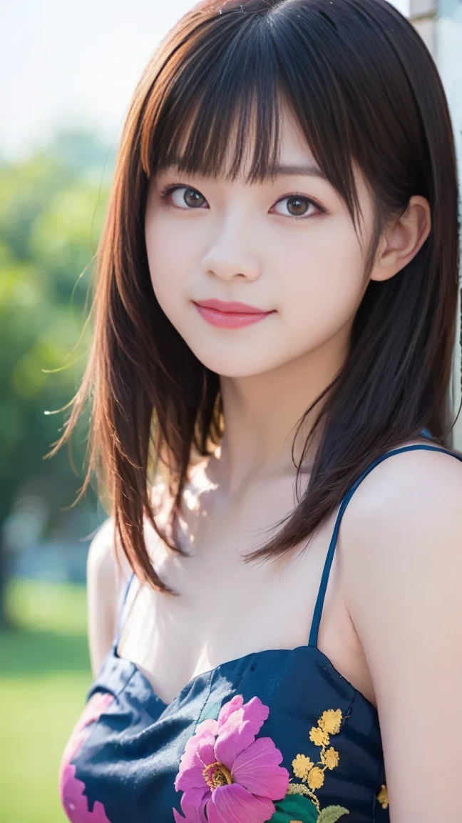 Non-NSFW、Realistic、Highest quality、Highest quality、masterpiece、Ultra-high resolution、RAW Photos、Realistic、Bright lighting、Face Light、Smooth Professional Lighting、Looking into the camera、alone、Adult female、Beautiful woman、Super Beauty、realistic skin、Moisturized Skin、Realistic eyes and faces、Perfect model body shape、Beautiful Eyes、Big eyes、Inconspicuous tear bags、slim、No bra、Beautiful fingers、very short hair、Black Hair、Blue Eyes、Looks happy,(smiling:1.1)、(Both ears are hidden by hair)、Fantasy World, Small Ass, (Venus's Breast:1.3), A konigsreuter, (Camisole:1.8),(Mini skirt and thighhighs:1.6),(high heels:1.5)